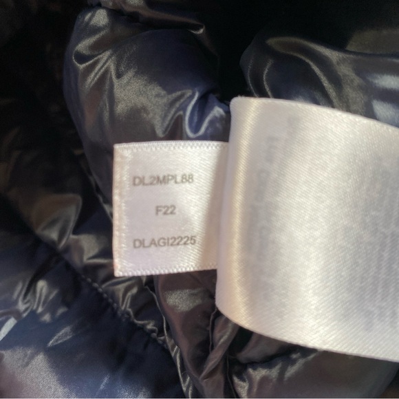 DKNY Womens Puffer Coat Size M Blue Thumb Holes Full Zip Hooded - Picture 14 of 14